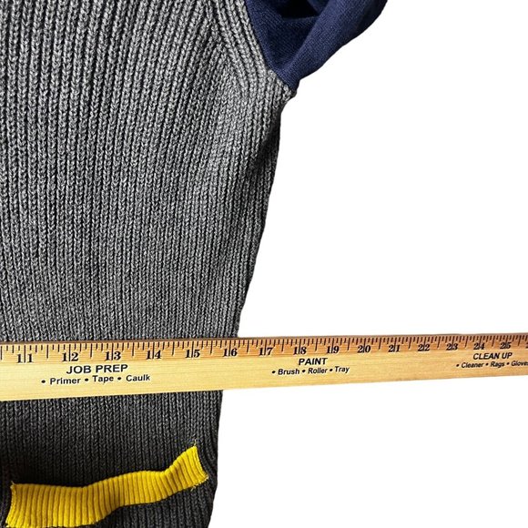 BP Colorblock Cardigan Sweater Button Front Varsity Knit Gray Navy Size Small - Picture 9 of 11